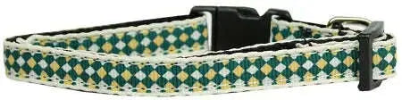 Green-Checkers-Nylon-Collar-Cat-Safety-GreatEagleInc-320019180