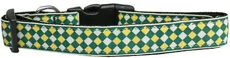 Green-Checkers-Nylon-Dog-Collar-Medium-Narrow-GreatEagleInc-318646415