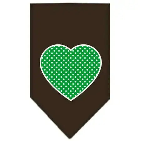 Green-Swiss-Dot-Heart-Screen-Print-Bandana-Cocoa-Small-GreatEagleInc-318580639