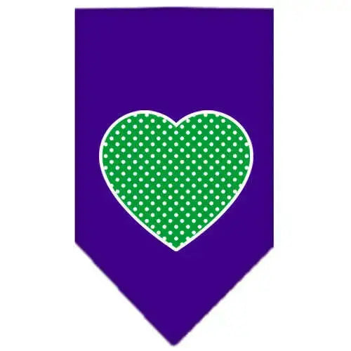 Green-Swiss-Dot-Heart-Screen-Print-Bandana-Purple-Large-GreatEagleInc-319364612