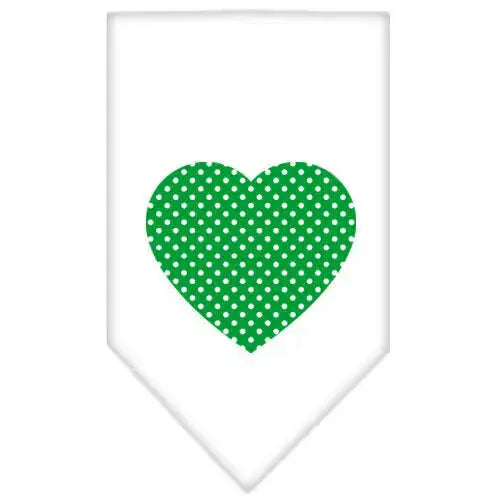Green-Swiss-Dot-Heart-Screen-Print-Bandana-White-Large-GreatEagleInc-319364553