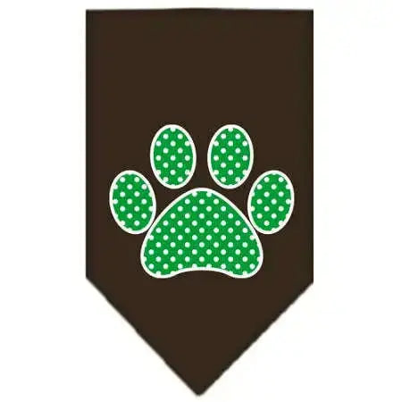 Green-Swiss-Dot-Paw-Screen-Print-Bandana-Cocoa-Large-GreatEagleInc-319215210