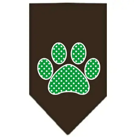 Green-Swiss-Dot-Paw-Screen-Print-Bandana-Cocoa-Small-GreatEagleInc-319214955