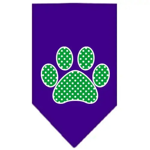 Green-Swiss-Dot-Paw-Screen-Print-Bandana-Purple-Large-GreatEagleInc-319215161