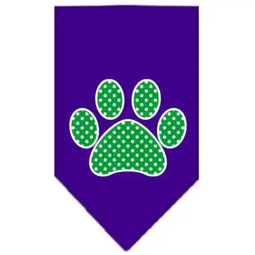 Green-Swiss-Dot-Paw-Screen-Print-Bandana-Purple-Small-GreatEagleInc-319214823