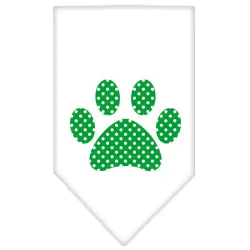 Green-Swiss-Dot-Paw-Screen-Print-Bandana-White-Small-GreatEagleInc-319214793