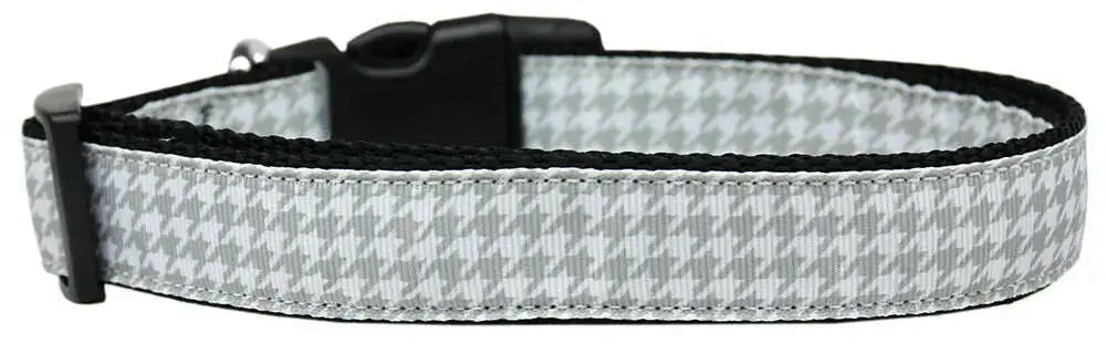 Grey-Houndstooth-Nylon-Dog-Collar-Xs-GreatEagleInc-320012594