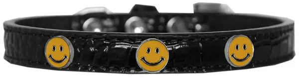 Happy-Face-Widget-Croc-Dog-Collar-Black-Size-12-GreatEagleInc-319990060