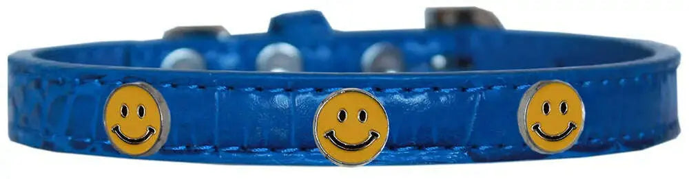 Happy-Face-Widget-Croc-Dog-Collar-Blue-Size-14-GreatEagleInc-319196489