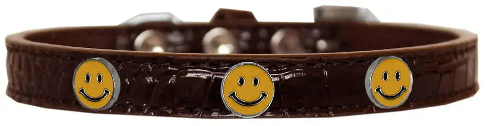Happy-Face-Widget-Croc-Dog-Collar-Chocolate-Size-14-GreatEagleInc-319195235