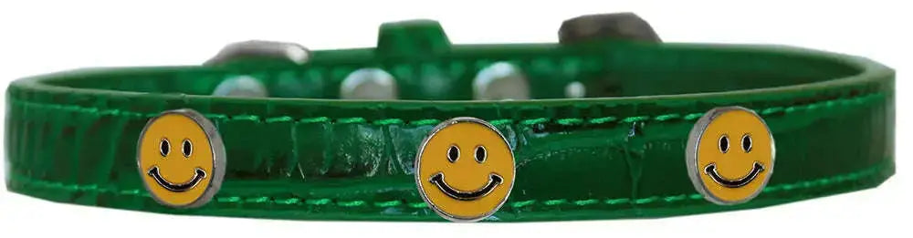 Happy-Face-Widget-Croc-Dog-Collar-Emerald-Green-Size-12-GreatEagleInc-319194168