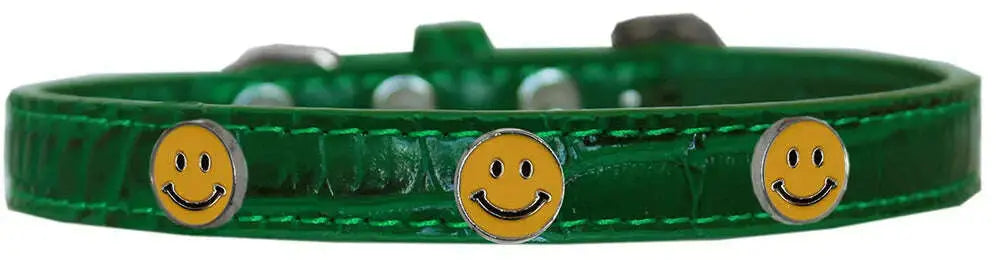 Happy-Face-Widget-Croc-Dog-Collar-Emerald-Green-Size-14-GreatEagleInc-319194063