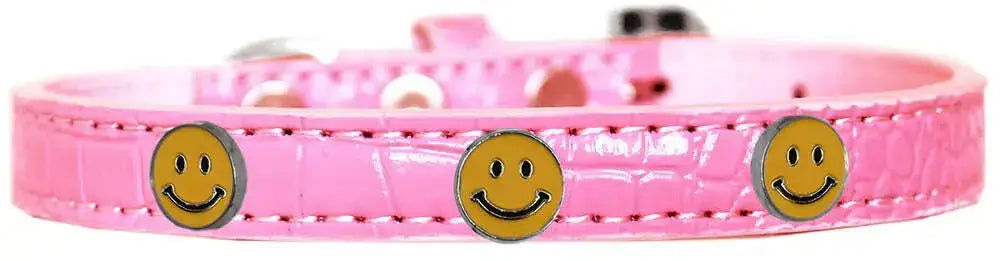 Happy-Face-Widget-Croc-Dog-Collar-Light-Pink-Size-20-GreatEagleInc-319192517
