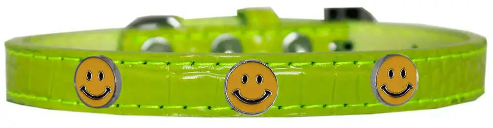 Happy-Face-Widget-Croc-Dog-Collar-Lime-Green-Size-12-GreatEagleInc-319193581