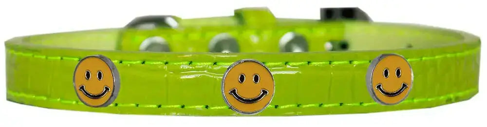 Happy-Face-Widget-Croc-Dog-Collar-Lime-Green-Size-20-GreatEagleInc-319193192