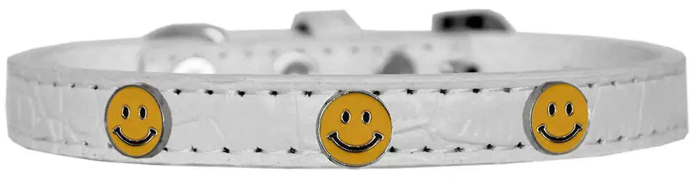 Happy-Face-Widget-Croc-Dog-Collar-White-Size-10-GreatEagleInc-319991170