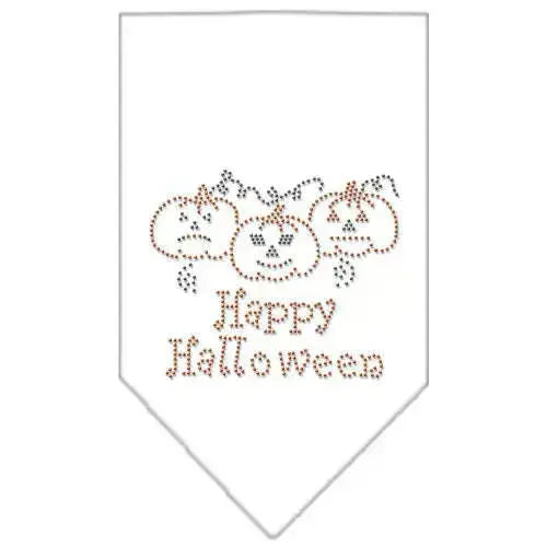 Happy-Halloween-Rhinestone-Bandana-White-Large-GreatEagleInc-319077823