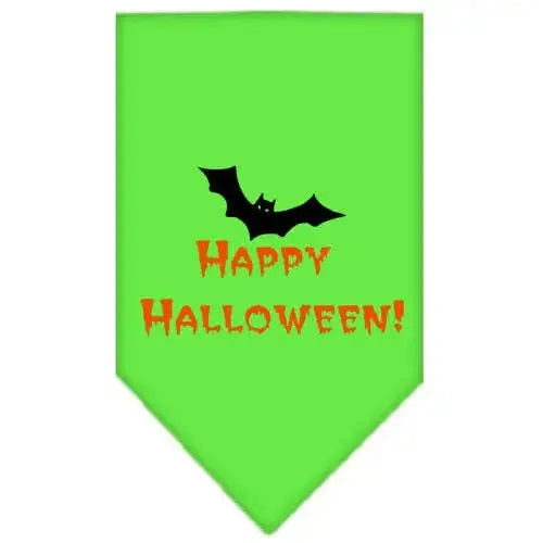 Happy-Halloween-Screen-Print-Bandana-Lime-Green-Small-GreatEagleInc-319198286
