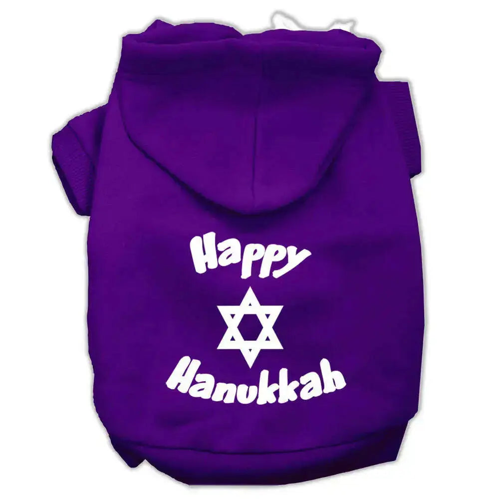 Happy-Hanukkah-Screen-Print-Pet-Hoodies-Purple-Size-Sm-GreatEagleInc-318626113