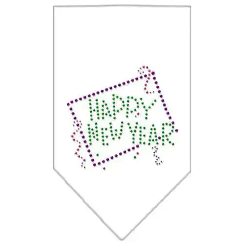 Happy-New-Year-Rhinestone-Bandana-White-Small-GreatEagleInc-319030117