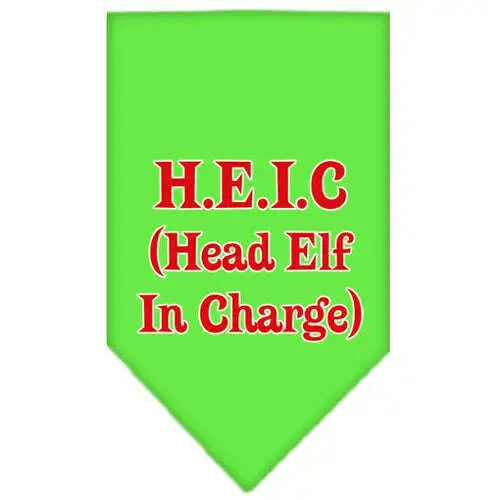 Head-Elf-In-Charge-Screen-Print-Bandana-Lime-Green-Small-GreatEagleInc-333816232