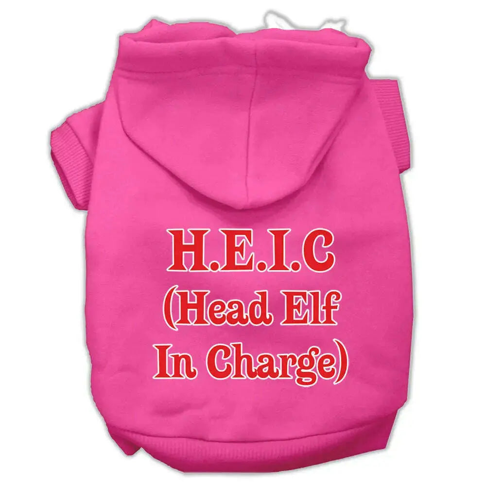 Head-Elf-In-Charge-Screen-Print-Pet-Hoodies-Bright-Pink-Size-Sm-GreatEagleInc-319387091