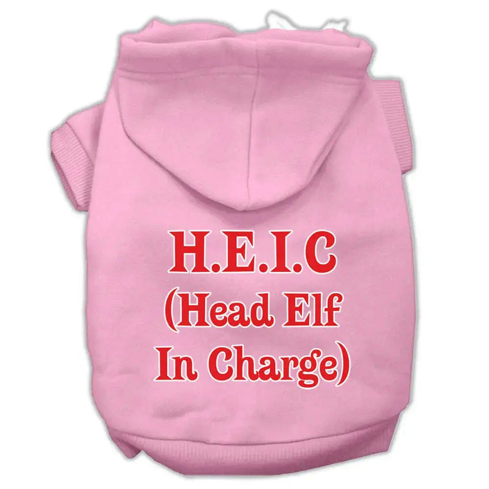 Head-Elf-In-Charge-Screen-Print-Pet-Hoodies-Light-Pink-Size-Sm-GreatEagleInc-319386612