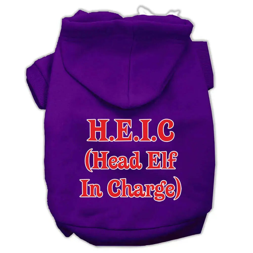 Head-Elf-In-Charge-Screen-Print-Pet-Hoodies-Purple-Size-Med-GreatEagleInc-333708573