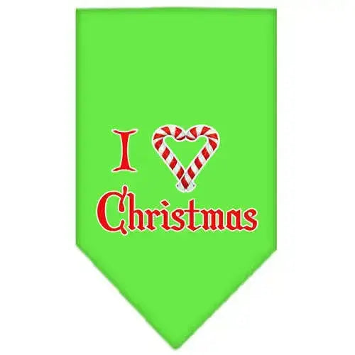 Heart-Christmas-Screen-Print-Bandana-Lime-Green-Small-GreatEagleInc-319834085