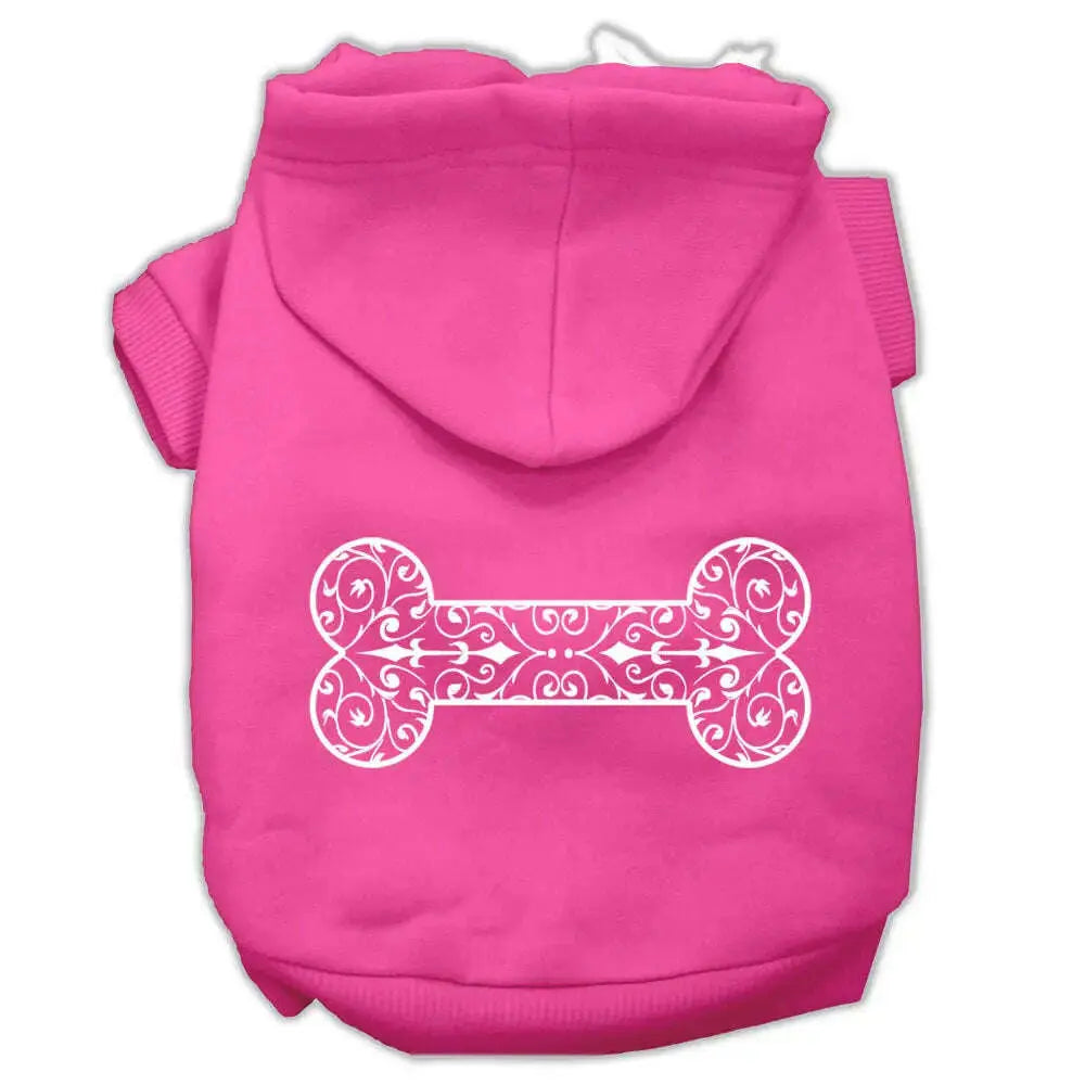 Henna-Bone-Screen-Print-Pet-Hoodies-Bright-Pink-Size-Lg-GreatEagleInc-319906589