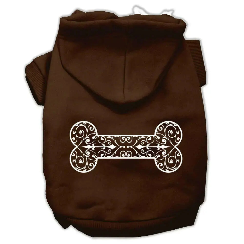 Henna-Bone-Screen-Print-Pet-Hoodies-Brown-Size-Sm-GreatEagleInc-333746935