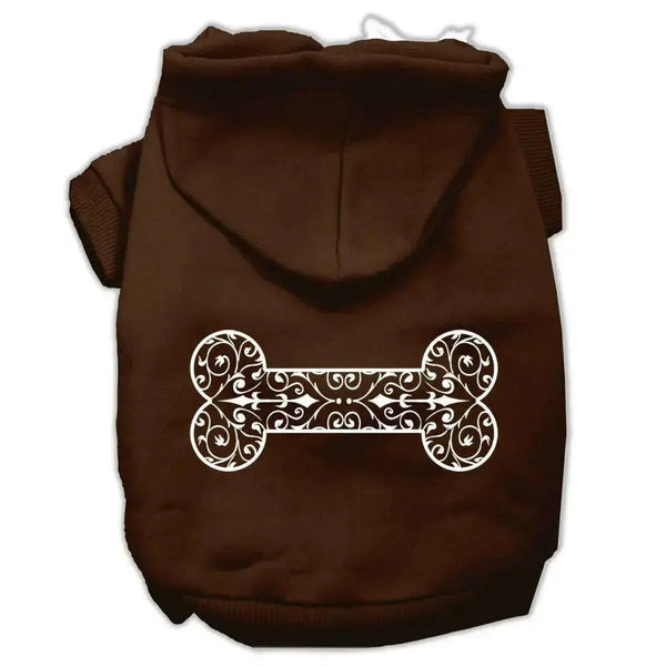 Henna-Bone-Screen-Print-Pet-Hoodies-Brown-Size-Sm-GreatEagleInc-333746935