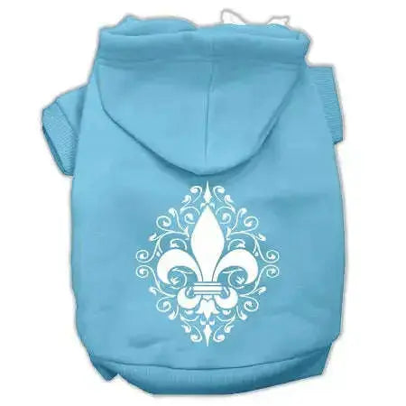 Henna-Fleur-De-Lis-Screen-Print-Pet-Hoodies-Baby-Blue-Size-Med-GreatEagleInc-333745225