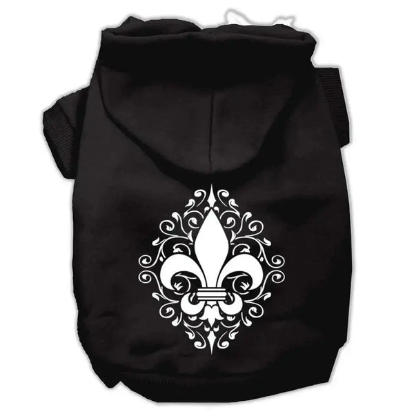 Henna-Fleur-De-Lis-Screen-Print-Pet-Hoodies-Black-Size-Xs-GreatEagleInc-333744163