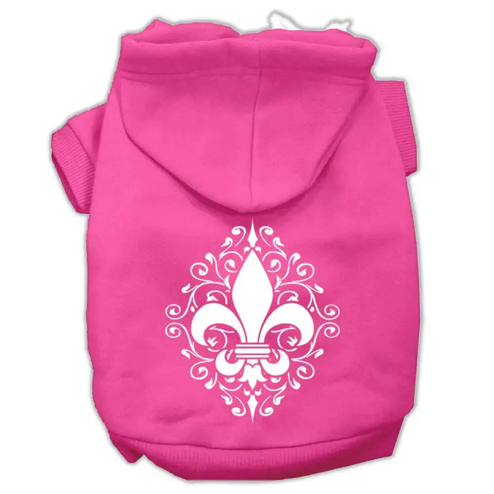 Henna-Fleur-De-Lis-Screen-Print-Pet-Hoodies-Bright-Pink-Size-Xxl-GreatEagleInc-333743885