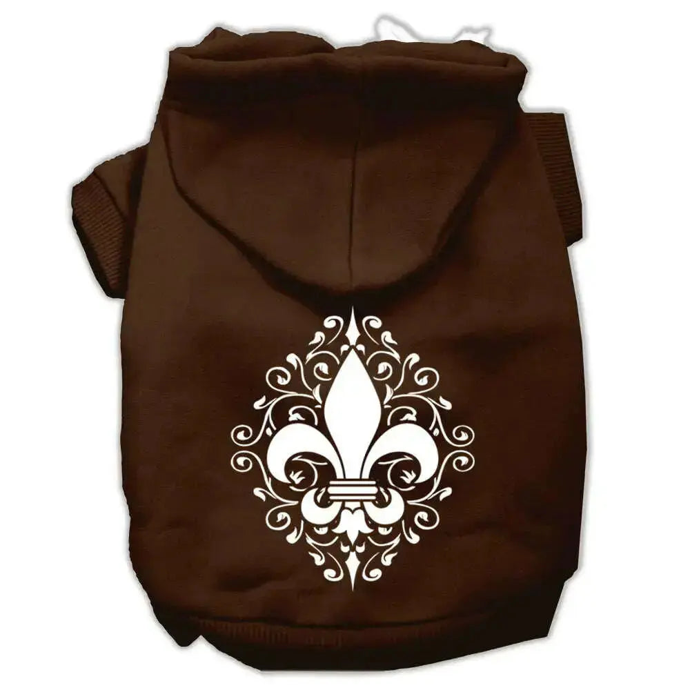 Henna-Fleur-De-Lis-Screen-Print-Pet-Hoodies-Brown-Size-Xs-GreatEagleInc-333949597