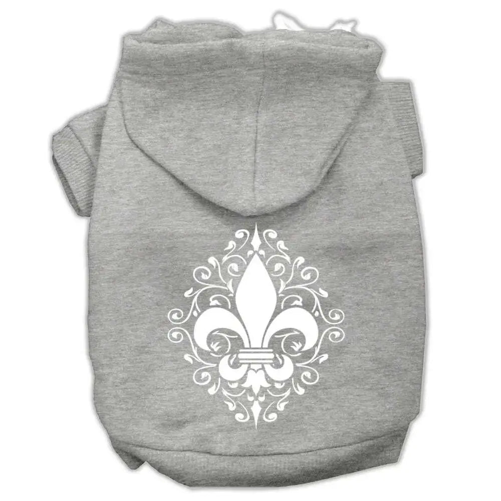 Henna-Fleur-De-Lis-Screen-Print-Pet-Hoodies-Grey-Size-Sm-GreatEagleInc-333744751