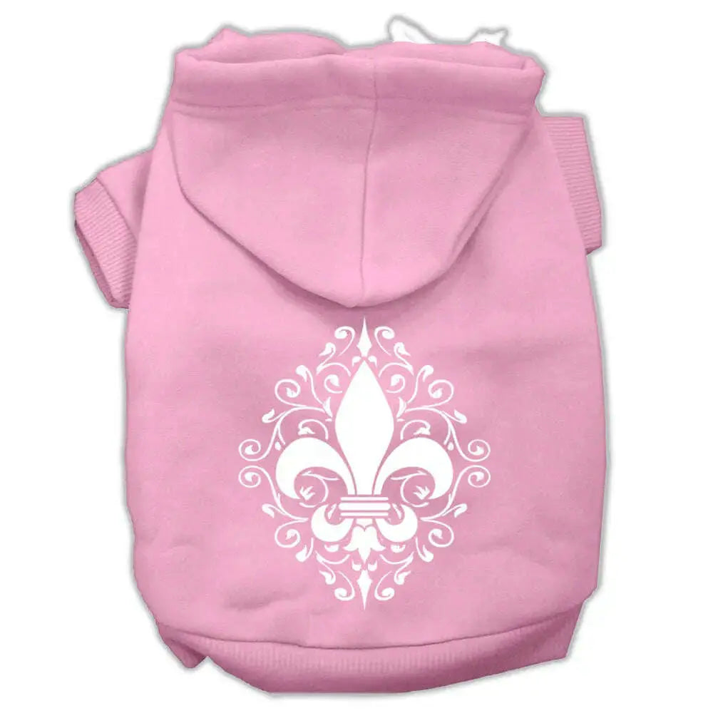 Henna-Fleur-De-Lis-Screen-Print-Pet-Hoodies-Light-Pink-Size-Med-GreatEagleInc-333745048