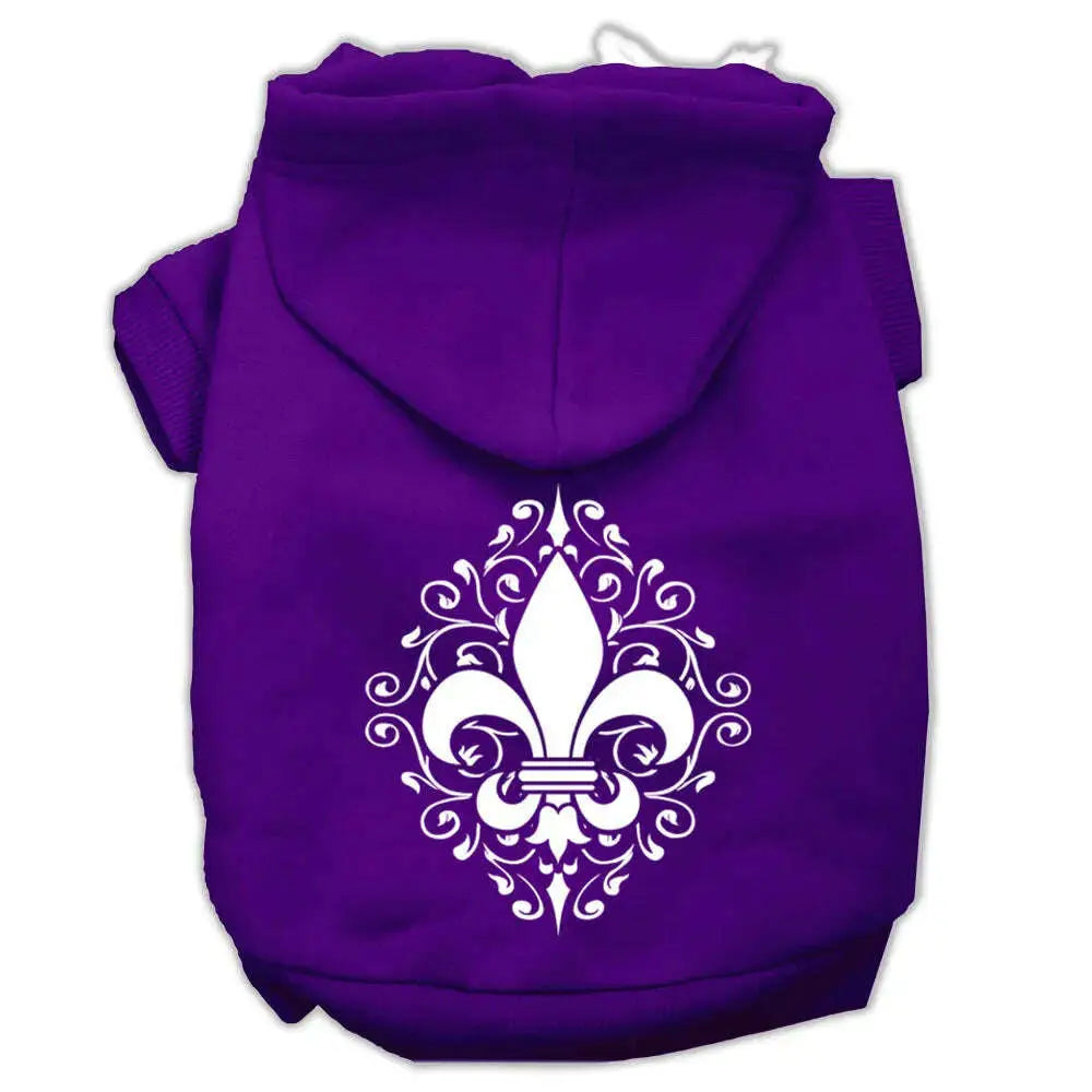 Henna-Fleur-De-Lis-Screen-Print-Pet-Hoodies-Purple-Size-Xl-GreatEagleInc-333744314