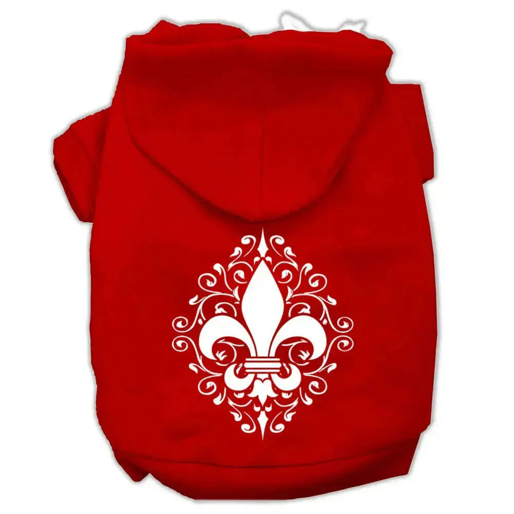 Henna-Fleur-De-Lis-Screen-Print-Pet-Hoodies-Red-Size-Lg-GreatEagleInc-333949660