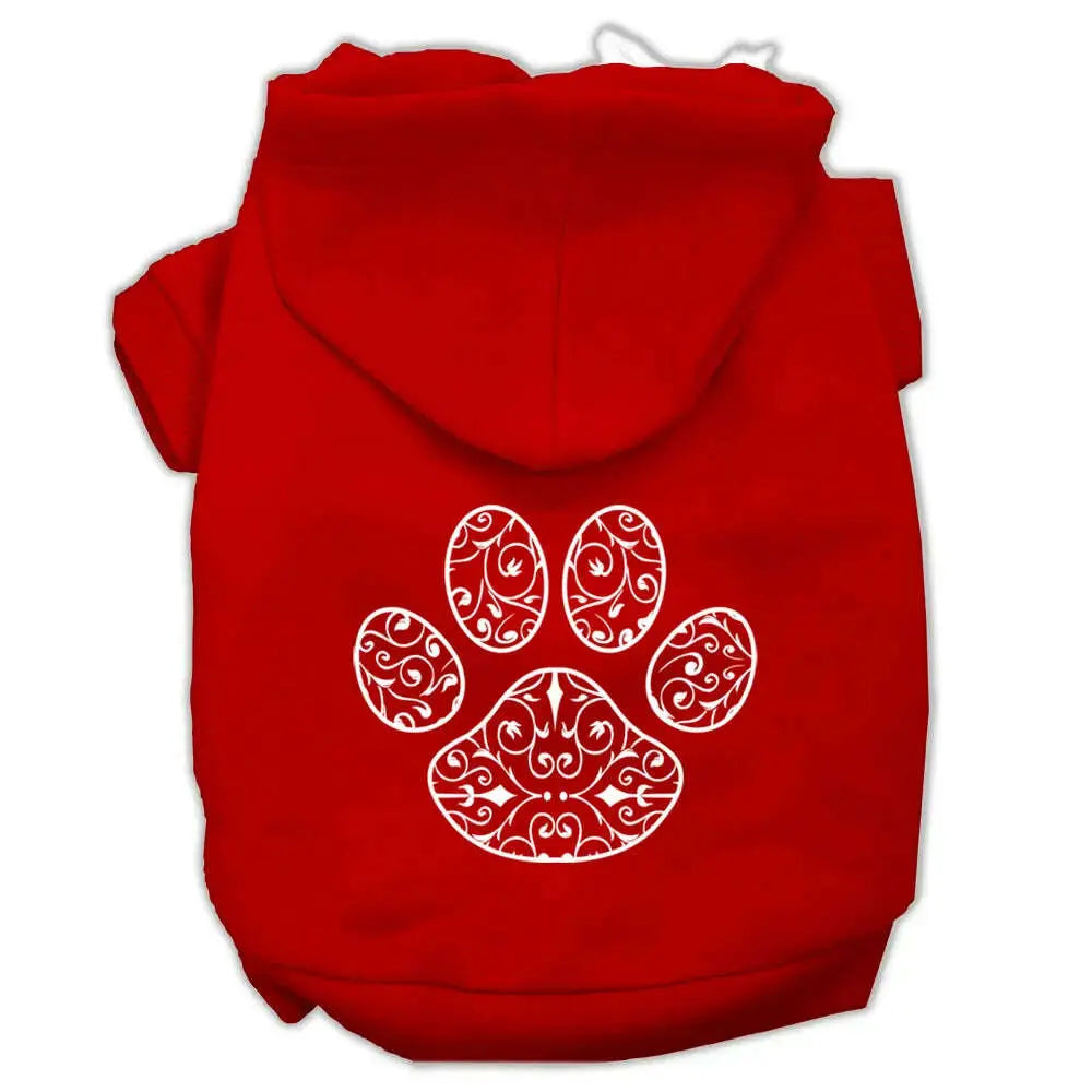 Henna-Paw-Screen-Print-Pet-Hoodies-Red-Size-Lg-GreatEagleInc-319911943