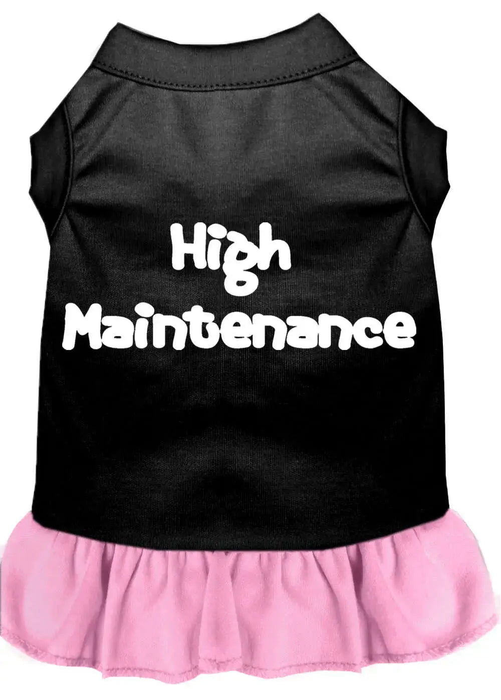 High-Maintenance-Screen-Print-Dog-Dress-Black-With-Light-Pink-Lg-GreatEagleInc-319255581