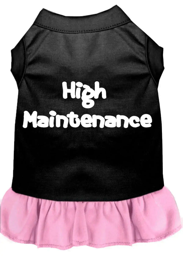 High-Maintenance-Screen-Print-Dog-Dress-Black-With-Light-Pink-Sm-GreatEagleInc-318619762