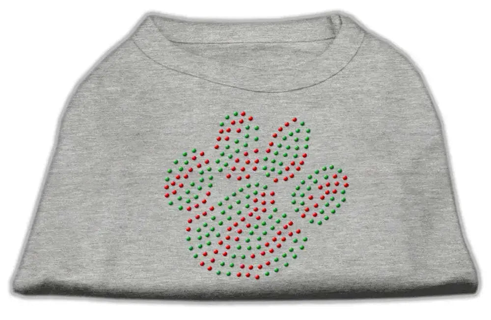 Holiday-Paw-Rhinestone-Shirts-Grey-S-GreatEagleInc-318800219