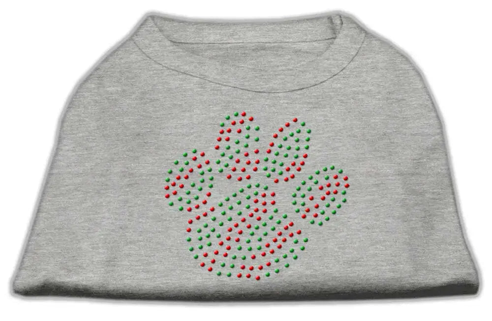 Holiday-Paw-Rhinestone-Shirts-Grey-Xl-GreatEagleInc-333848989