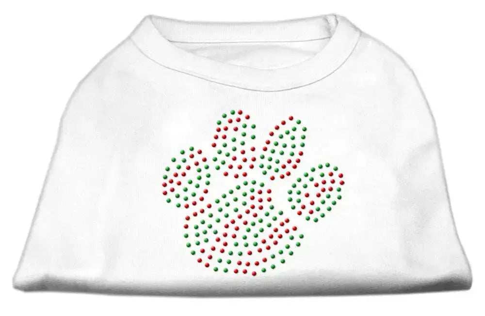 Holiday-Paw-Rhinestone-Shirts-White-Xs-GreatEagleInc-318800931