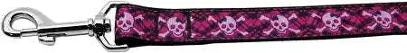 Hot-Pink-Plaid-Skulls-Nylon-Dog-Leash-5-8-Inch-Wide-6ft-Long-GreatEagleInc-318768044