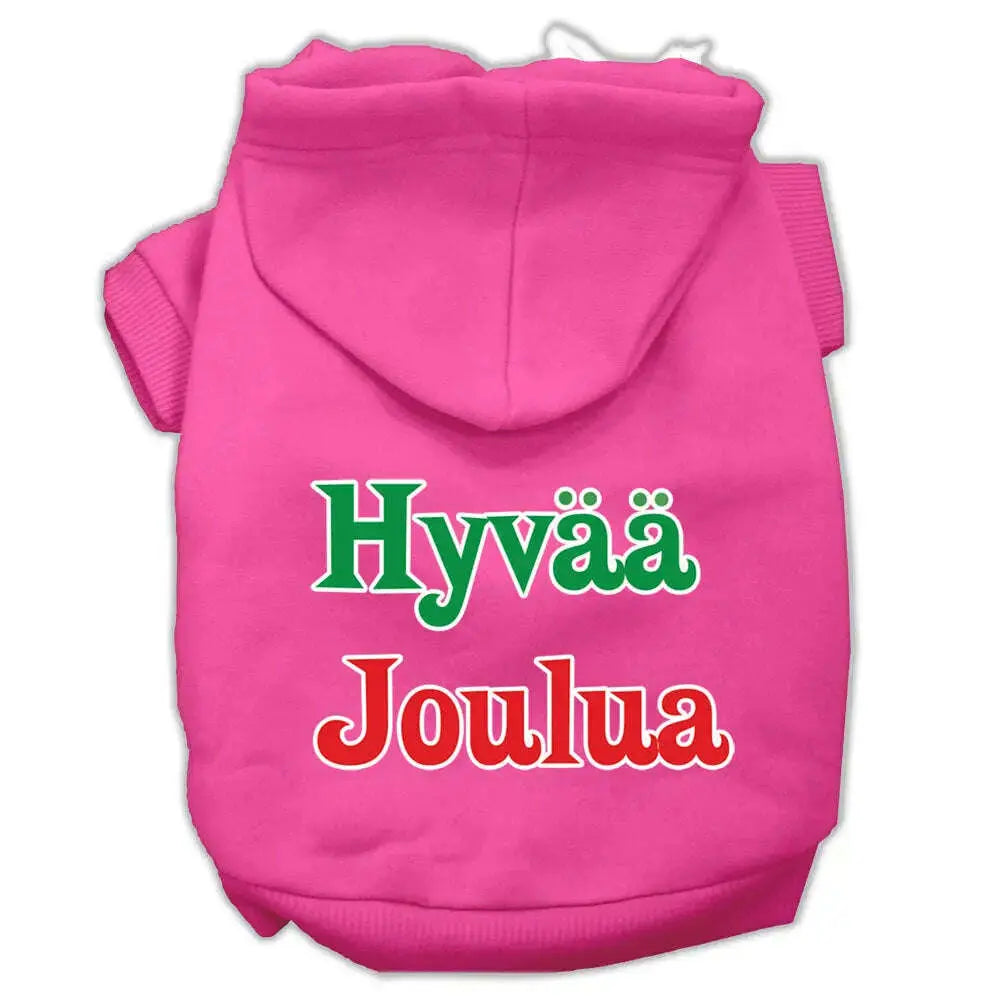 Hyvaa-Joulua-Screen-Print-Pet-Hoodies-Bright-Pink-L-GreatEagleInc-319382215