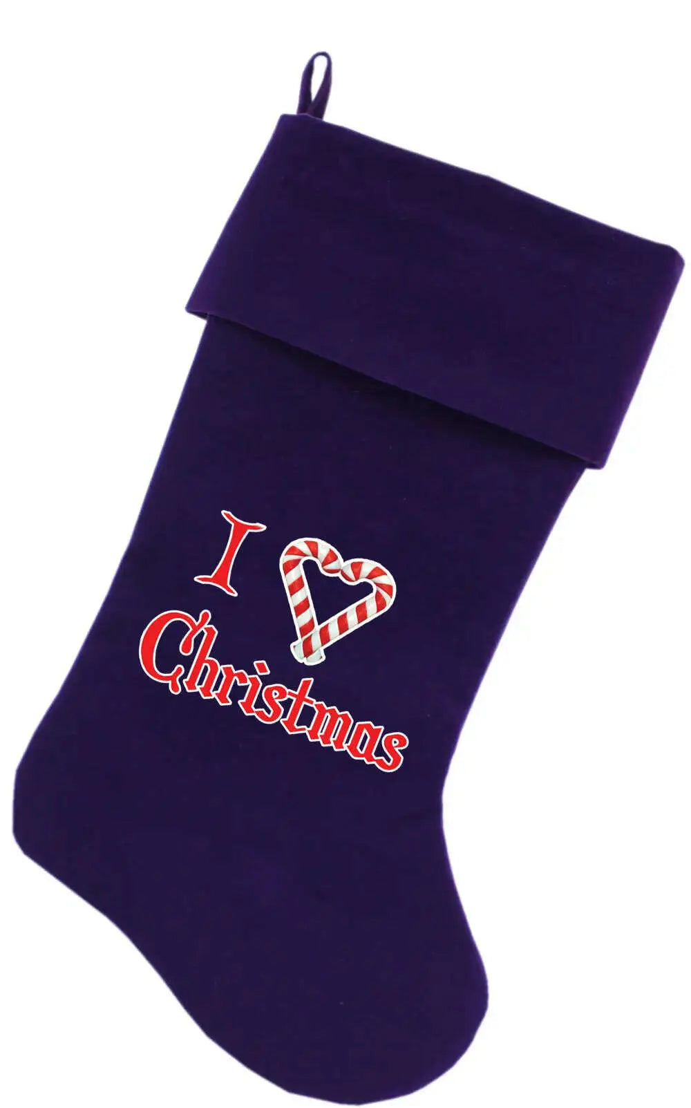 I-Heart-Christmas-Screen-Print-18-Inch-Velvet-Christmas-Stocking-Purple-GreatEagleInc-333826283