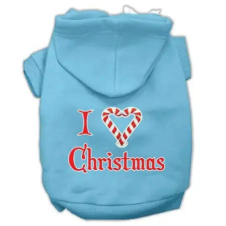 I-Heart-Christmas-Screen-Print-Pet-Hoodies-Baby-Blue-Size-Sm-GreatEagleInc-333933882